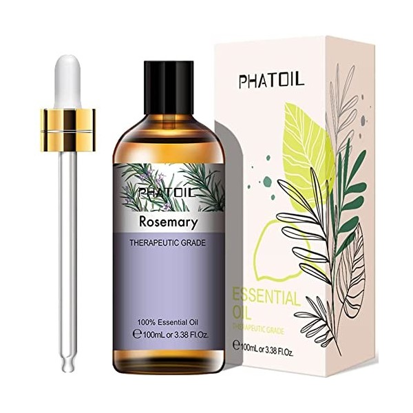 PHATOIL Huile Essentielle de Romarin pour Cheveux 100 ml, Huile Essentielle 100% Pure Naturelle Bio, Huiles Essentielles dAr