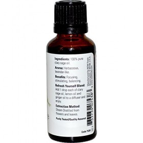 Huiles essentielles, sauge sclarée, 1 fl oz 30 ml - Now Foods