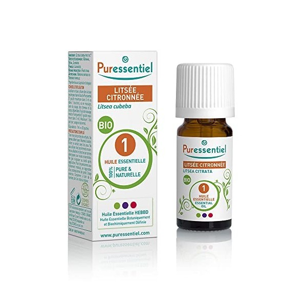 Puressentiel - Huile Essentielle Litsée Citronnée - Bio - 100% pure et naturelle - HEBBD - 10 ml