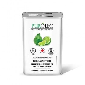 PUROLEO Bergamot Essential Oil 128 Fl Oz/3785 ML MADE IN CANADA Pure and Natural for Aromatherapy, Skin and Hair Care - The