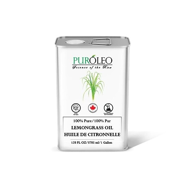 PUROLEO Lemongrass Essential Oil MADE IN CANADA Aromatherapy and Skin Care, Therapeutic Grade Lemongrass for Diffuser Massa