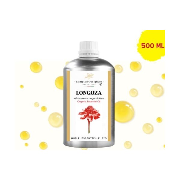 BIO | Huile essentielle de LONGOZA Bio - 500 ML - 100% pure et naturelle | Chémotypée et Certifiée AB | Comptoir Des Epices