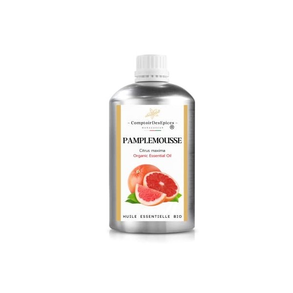 BIO | Huile essentielle de PAMPLEMOUSSE Bio - 500 ML - 100% pure et naturelle | Chémotypée et Certifiée AB | Comptoir Des E