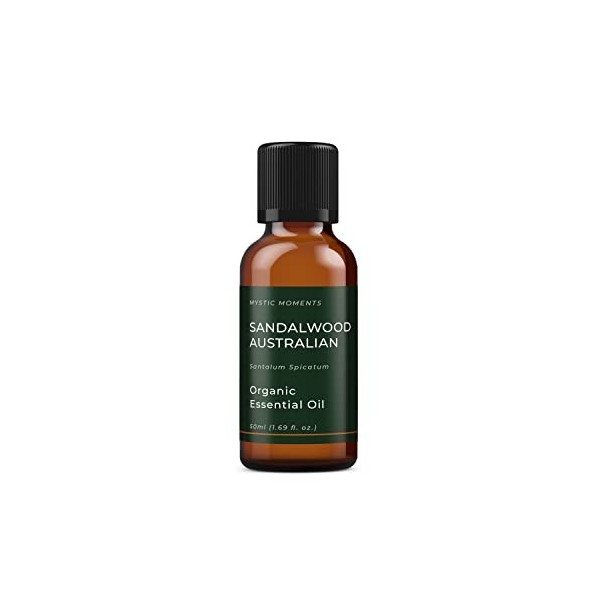 Mystic Moments Huile Essentielle de Bois de Santal Australien Bio – 50 ML – 100% Pure