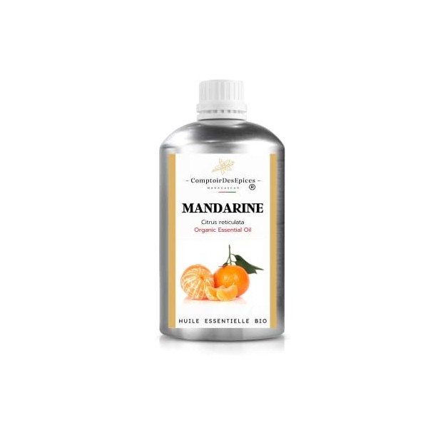 BIO | Huile essentielle de MANDARINE Petit grain Bio - 500 ML - 100% pure et naturelle | Chémotypée et Certifiée AB | Comp