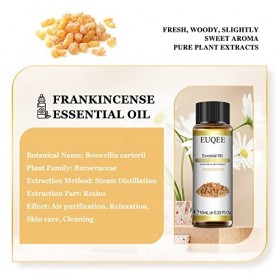 EUQEE Huile Essentielle Encens 10ml, 100% Pure Huile de Encens Bio, Naturelles Huiles Essentielles pour Diffuseur, Aromathéra
