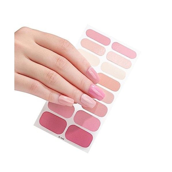 Haveratio 16 Bandes Semi-Durcis Gel Nail Strips Gel Nail Stickers Été Vernis À Ongles Strips Nail Wraps Autocollants Auto-Adh