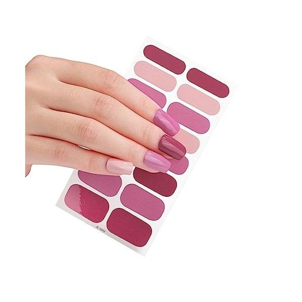 Haveratio 16 Bandes Semi-Durcis Gel Nail Strips Gel Nail Stickers Été Vernis À Ongles Strips Nail Wraps Autocollants Auto-Adh