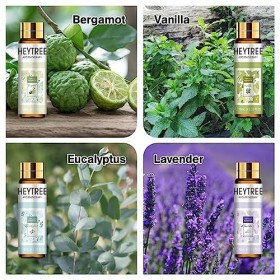 HEYTREE Huiles essentielles 8 x 10ml, Huiles daromathérapie pures et naturelles - Lavande, Eucalyptus, Tea Tree, Vanille, Me