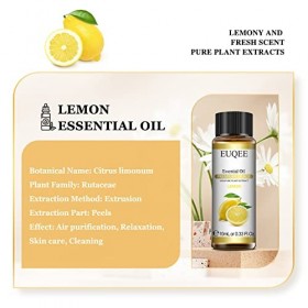 EUQEE Huile Essentielle Citron 10ml, 100% Pure Huile de Citron Bio, Naturelles Huiles Essentielles pour Diffuseur, Aromathéra