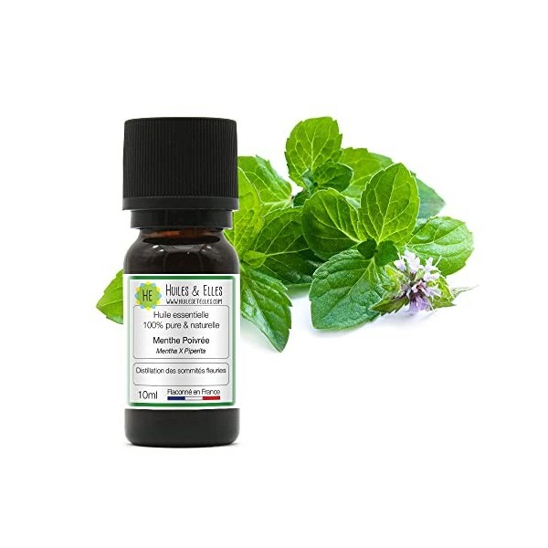 Huiles & Elles - Huile Essentielle Menthe Poivrée 100% Pure & Naturelle - 10ml