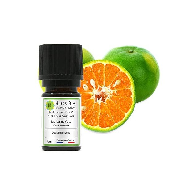 Huiles & Elles - Huile Essentielle Mandarine Verte Bio* 100% Pure & Naturelle - 5ml