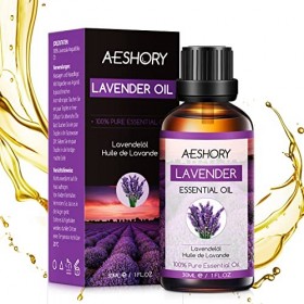 AESHORY Huile Essentielle de Lavande 30ml, Huile de Lavande Bio Aromathérapie 100% Pure & Naturelle pour Diffuseurs & Humidif