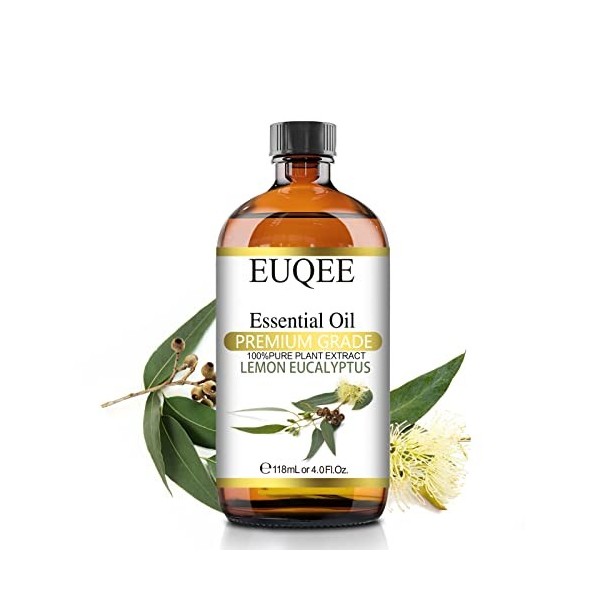 EUQEE Huile Essentielle Eucalyptus Citronné 118 ml, Huiles Essentielles 100% Pures Naturelles, Huile Essentielle pour Diffuse