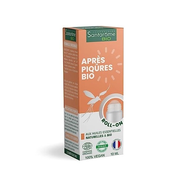 Santarome Bio - Roll on Après Piqûres - Apaise les piqûres dinsectes, de végétaux - Roller Huiles essentielles de Lavande, d