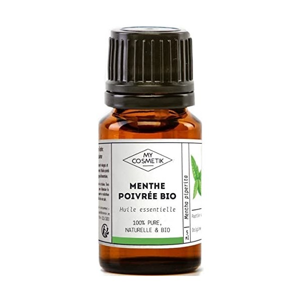 Huile Essentielle de Menthe Poivrée Inde BIO AB - 100% Pure et Naturelle HEBBD - MY COSMETIK - 10 ml