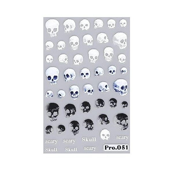 Goth Autocollants pour ongles | Accessoire de nail art autocollant pour fille - 5D effrayant - Avec gravure stéréoscopique po