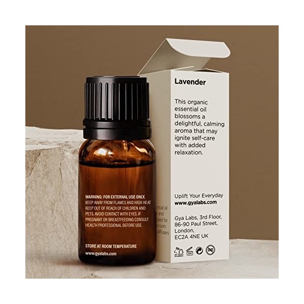 Gya Labs Huile essentielle de lavande biologique pour diffuseur, peau et cheveux 10 ml - 100% pur grade thérapeutique