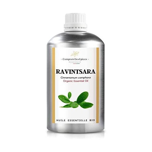 RAVINTSARA - 1Litre - Huile Essentielle de Ravintsara Bio - 100% Pure et Naturelle - Chémotypée et Certifiée AB - Comptoir 