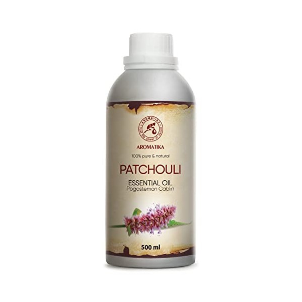 Huile Essentielle de Patchouli 500ml - Pogostemon Cablin - Aromathérapie - Huile 100% Pure et Naturelle de Patchouli pour - P