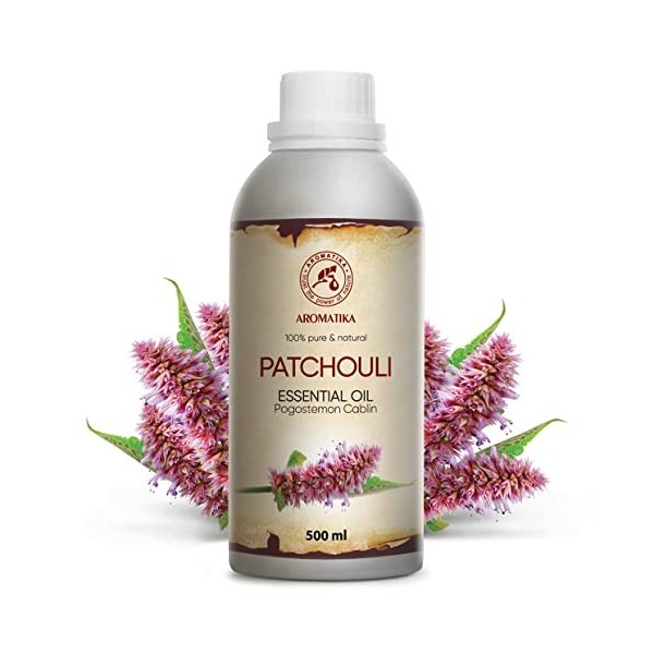 Huile Essentielle de Patchouli 500ml - Pogostemon Cablin - Aromathérapie - Huile 100% Pure et Naturelle de Patchouli pour - P