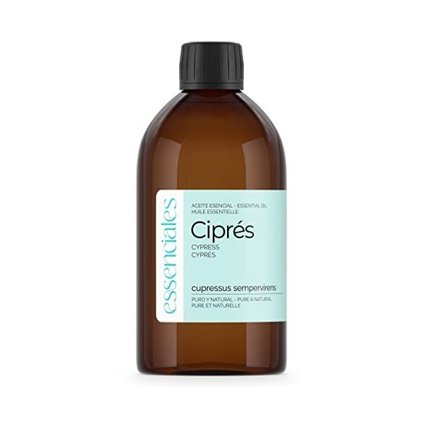 Essenciales - Huile essentielle de Cyprès Cupressus sempervirens BIO, 500 ml | 100% Pure et Naturel - Certifiée Biologique 