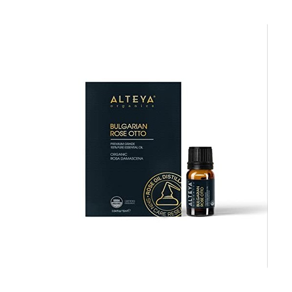 Alteya Organic Huile essentielle Rose Bulgare Rosa Damascena Rose Otto 4.3ml - Certifiée 100% organique USDA, Pure et authe