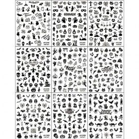 JMEOWIO Halloween Stickers Ongles Nail Art 9 Feuilles Autocollants Ongles Autoadhésif Deco Ongle Nail Art Design Manucure