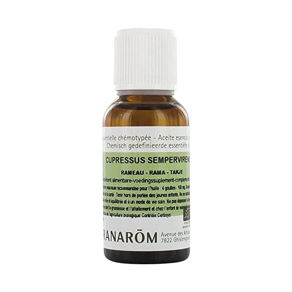 Pranarôm Huile Essentielle Cyprès Toujours Vert Cupressus sempervirens Bio 30 ml