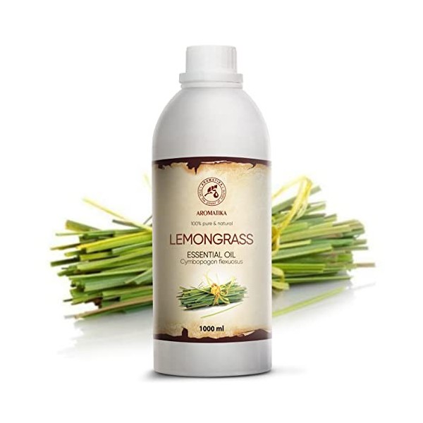 Huile Essentielle de Citronnelle 1000ml - 100% Pure et Naturelle - Cymbopogon Flexuosus - Huiles Essentielles Aromathérapie p