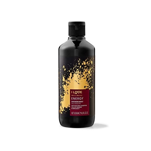 I Love Wellness ENERGY Shower Burst, With Natural Essential Oils Of Orange & Bermagot, Invigorating Formula, Vegetarian & Veg