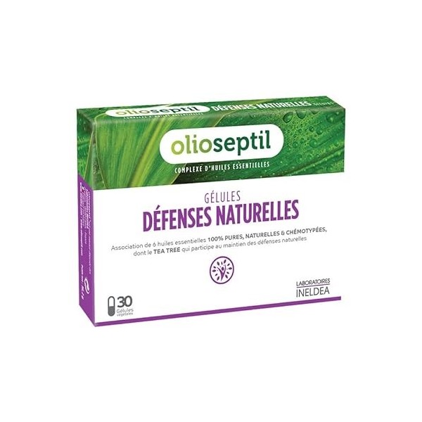 OLIOSEPTIL® - Défenses Naturelles - Association de 6 Huiles Essentielles Pures et Chémotypées en Gélules Végétales L-Vcaps® -