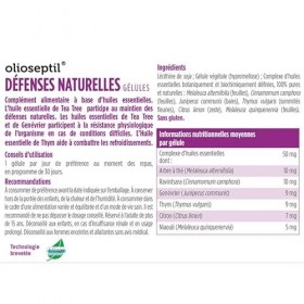 OLIOSEPTIL® - Défenses Naturelles - Association de 6 Huiles Essentielles Pures et Chémotypées en Gélules Végétales L-Vcaps® -