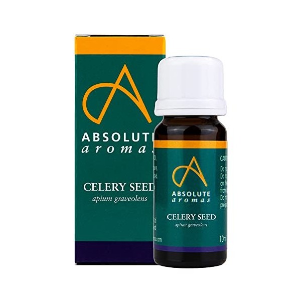 Absolute Aromas Huile Essentielle de Graine de Céleri 10 ml - 100% Pure, Naturelle, Non Diluée, Vegane et Sans Cruauté - Pour