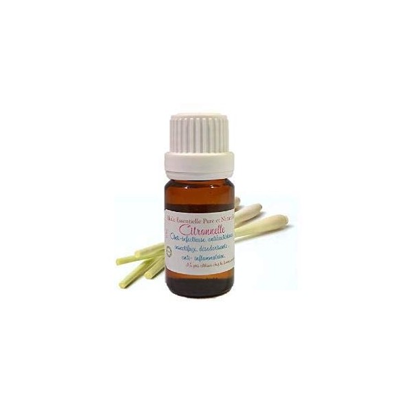 Huile Essentielle HEBBD de CITRONNELLE Java Cymbopogon winterianus - 100% Pure et Naturelle 10ml 