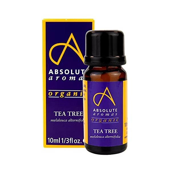 Absolute Aromas Huile Essentielle de Tea Tree Bio 10 ml - Pure, Naturelle, Non Diluée, Sans Cruauté et Vegan - Pour Aromathér