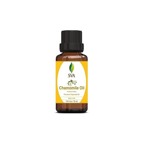 SVA ORGANICS Huile de camomille romaine 1/3 oz 10ml Huile de qualité thérapeutique naturelle 100% pure certifiée USDA pour 