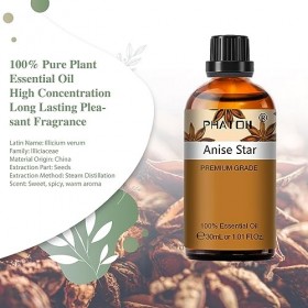 PHATOIL Huile Essentielle Anis Étoilé 30 ml, Huile Essentielle pour Diffuseur Aromathérapie 100% Pure Naturelle, Huile Parufm