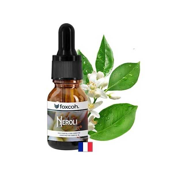 FoxCoh, Neroli Citrus Aurantium Amara 10ml - Huile essentielle Pure - Parfum doux et mielleux - Pipette en verre - Diffusio