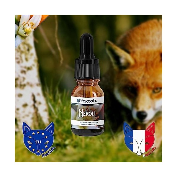 FoxCoh, Neroli Citrus Aurantium Amara 10ml - Huile essentielle Pure - Parfum doux et mielleux - Pipette en verre - Diffusio