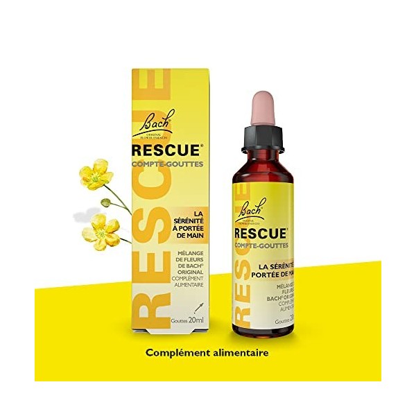 Rescue Compte-gouttes, La sérénité à portée de main, formule originale, Vegan, Complément alimentaire, 1 Flacon Compte Goutte