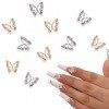IOSPKKIO® Lot de 10 breloques papillon en alliage 5 or, 5 argentés en métal pour ongles