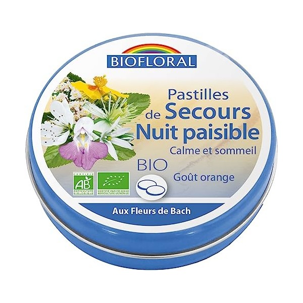 BIOFLORAL, Pastilles Secours NUIT PAISIBLE BIO, Sommeil et detente -Équilibre Émotionnel, 50 GR