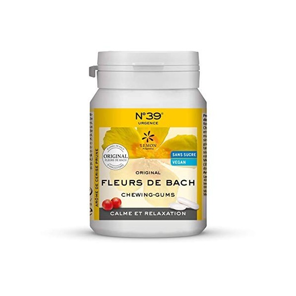 Fleurs de Bach Chewing-Gums N°39® Urgence, Calme & Relaxation, Goût Prune-Cerise