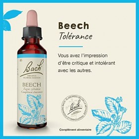 Fleurs de Bach Original, Beech, No 3, pour plus de tolérance, aide à plus dindulgence. Elixir floral naturel pour le bien-êt