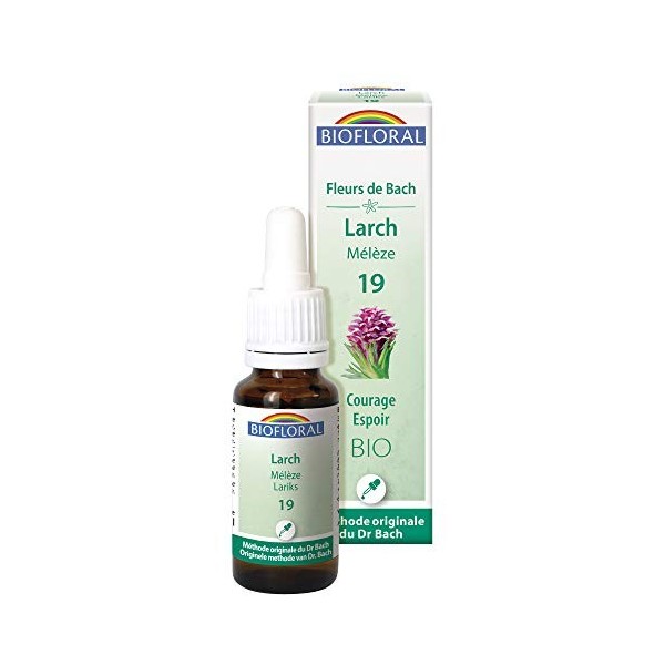 Biofloral Larch 19 Fleur de Bach Elixir Floral du docteur Bach Mélèze en Compte-Gouttes Courage et Espoir 20 ml