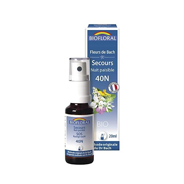 Biofloral - Elixir Floral du Docteur Bach - Remède de Secours Nuit Paisible 040N - Spray 20 ml