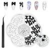 CGBE 3D Charmes Ongles Nœud Papillons Perles, 7 Grilles Acrylique Décoration Ongles Nail Art avec Pincette, Bijoux Ongle pour