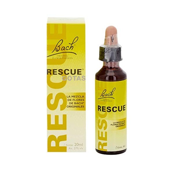 Bach Rescue Gouttes, avec des ingrédients dorigine naturelle à base de fleurs de Bach - 20 ml