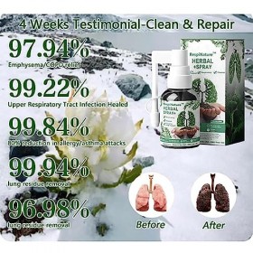 Respinature Lot de 3 brumes de nettoyage pulmonaire à base de plantes, soutien pulmonaire puissant, nettoyage et respiration,